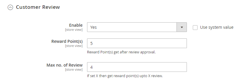 Allow customers to earn rewards for submitting reviews