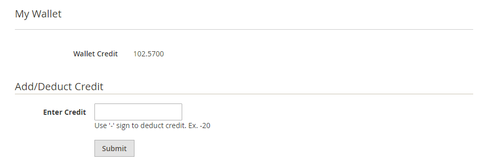 Add or deduct credit from particular accounts