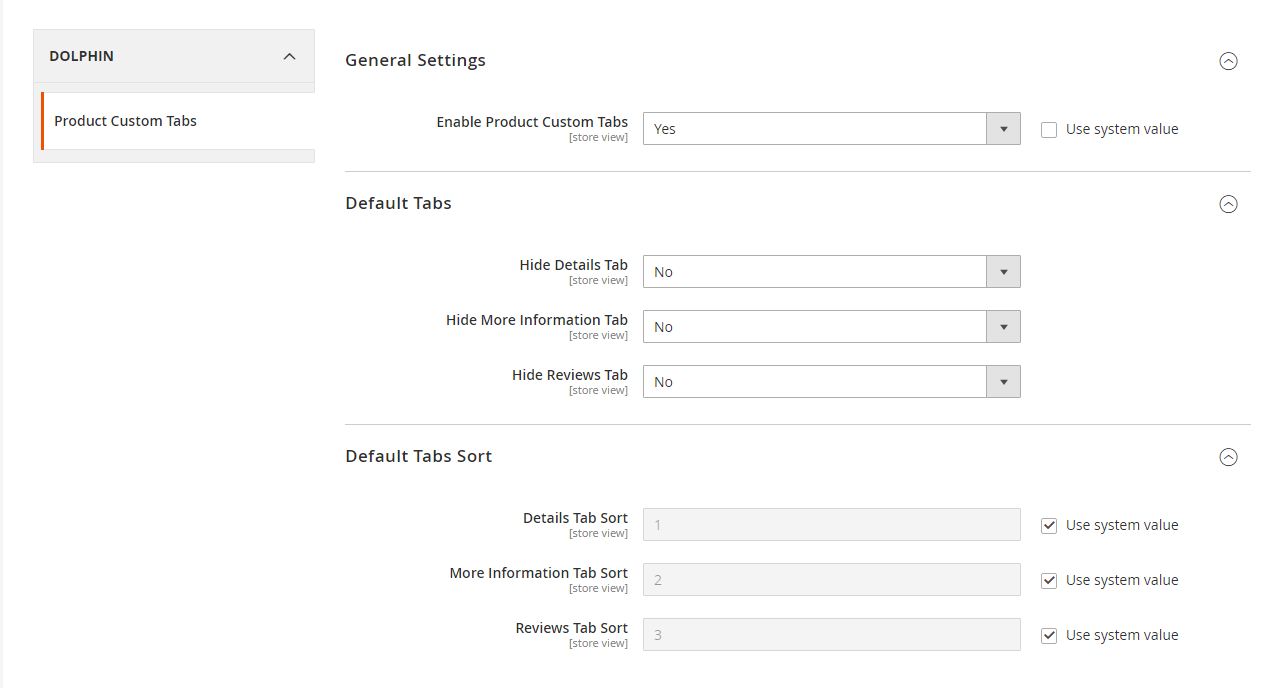Facilitates admin to customize the extension