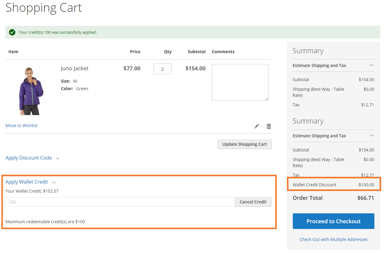 Let customers utilize wallet money during checkout