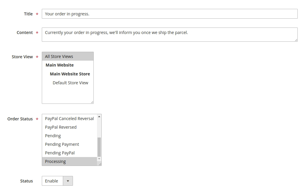Create Predefined Order Comments