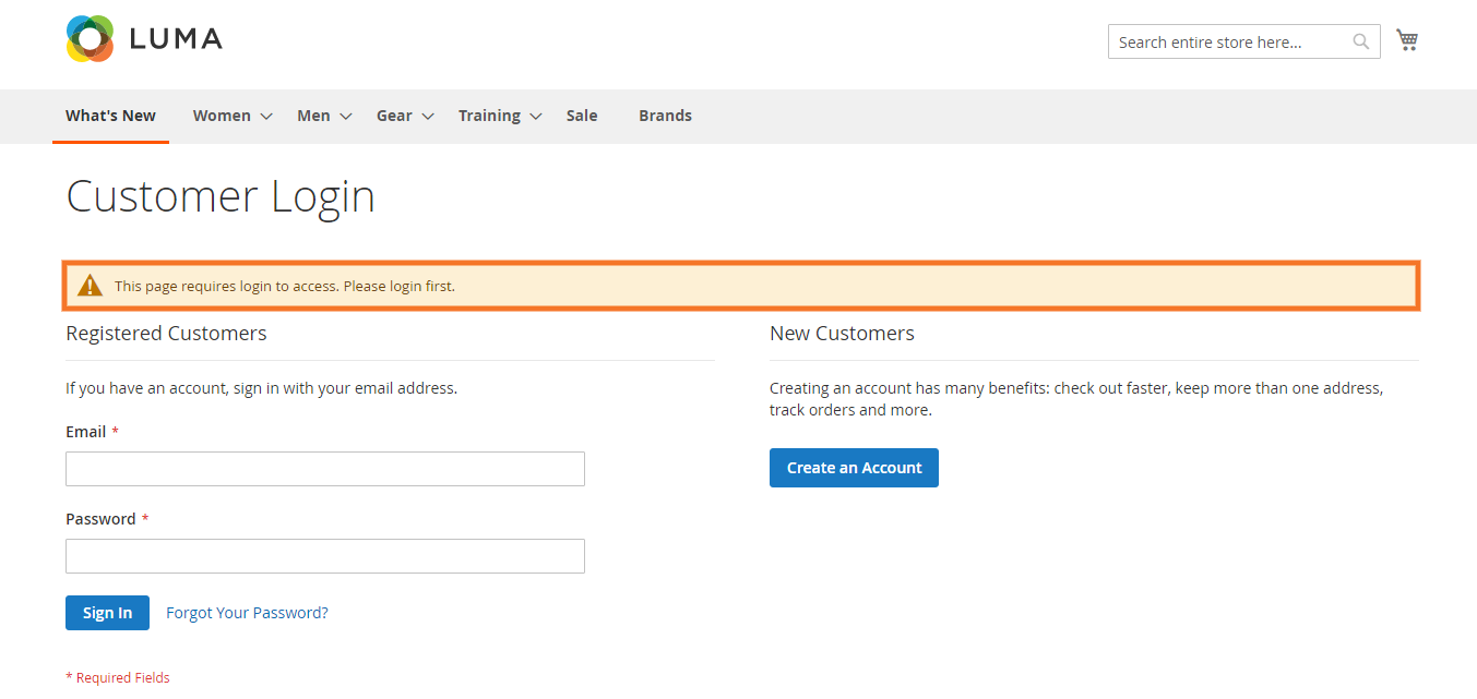 Restrict Customer from access any Pages