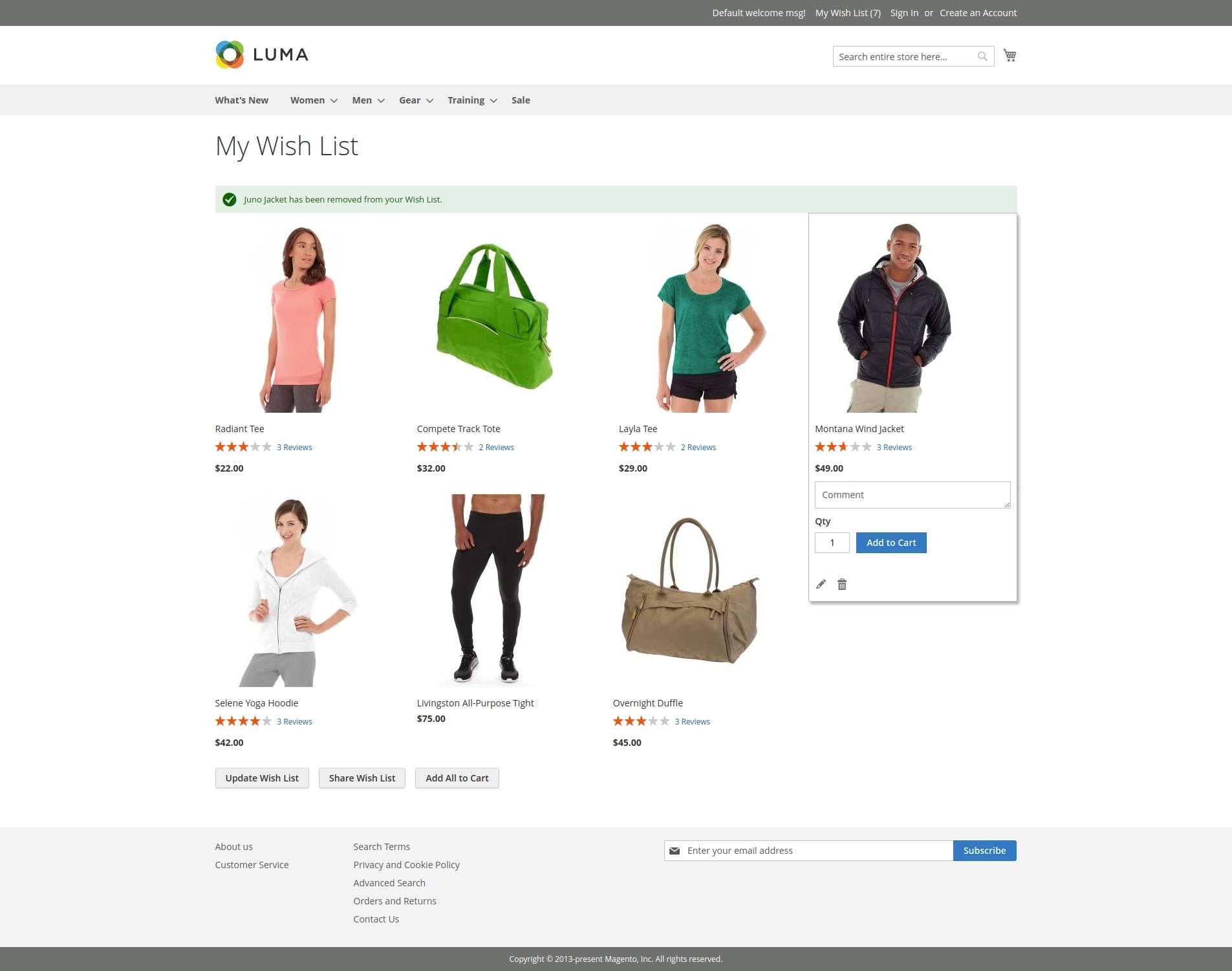 Display guest wish list in a separate page