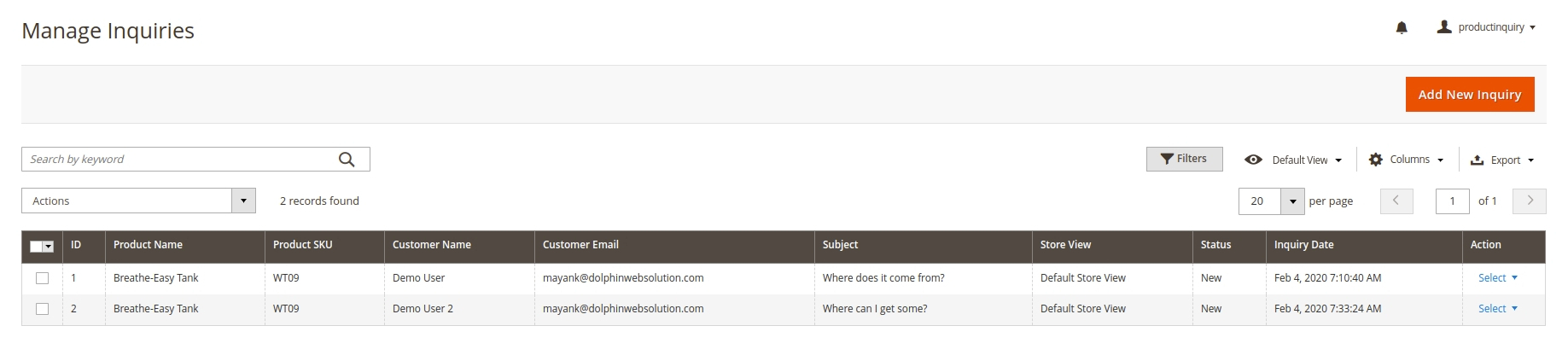 Easy to manage Inquiries