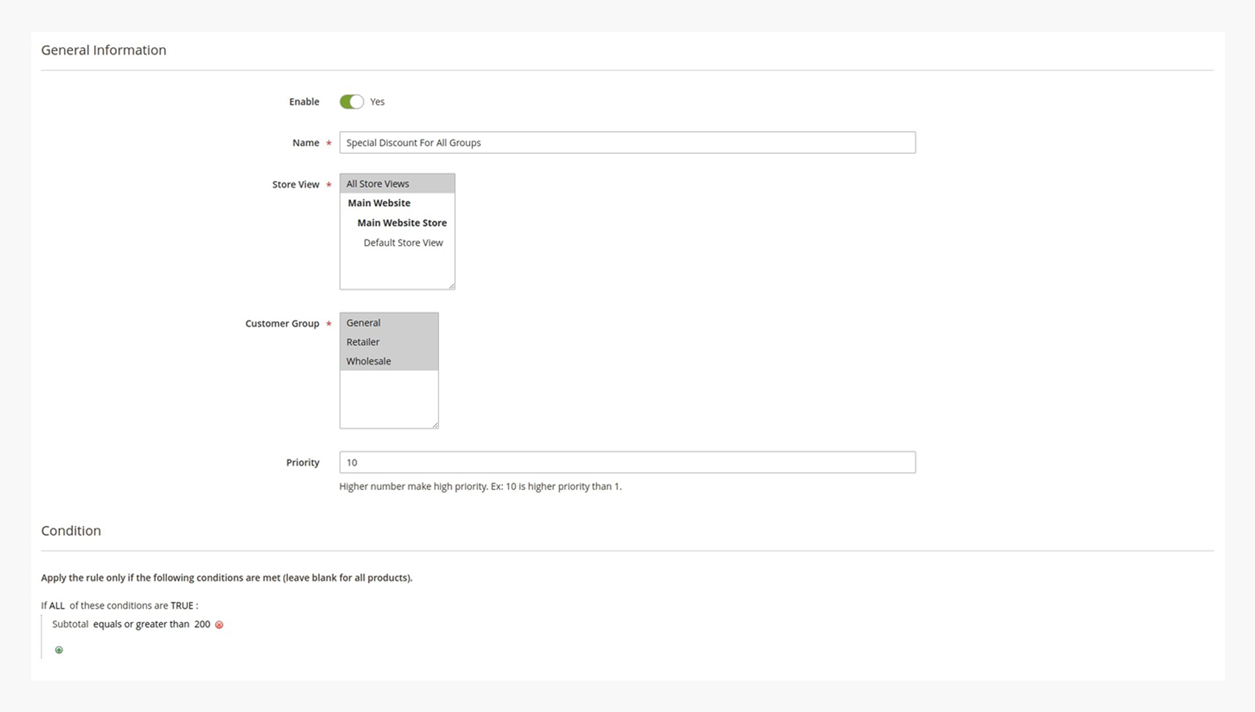 General Configuration and Campaigns Conditions