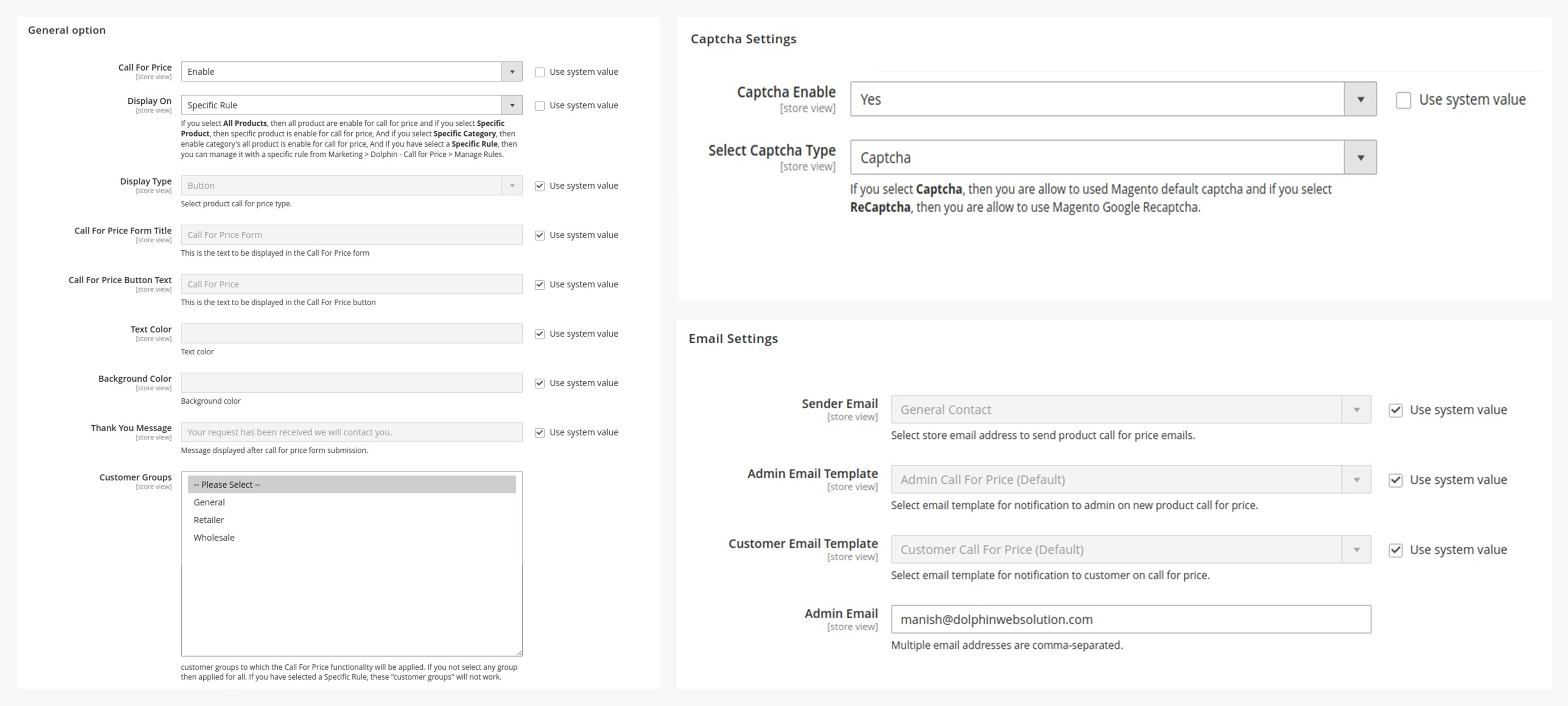 Facilitates admin to customize the extension