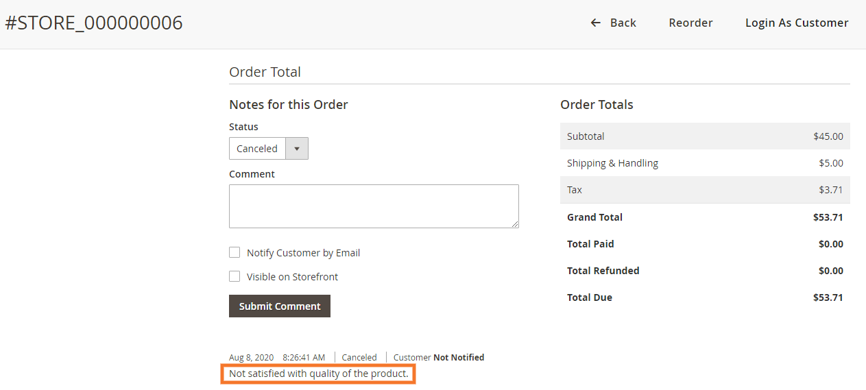 Display Comment In Backend