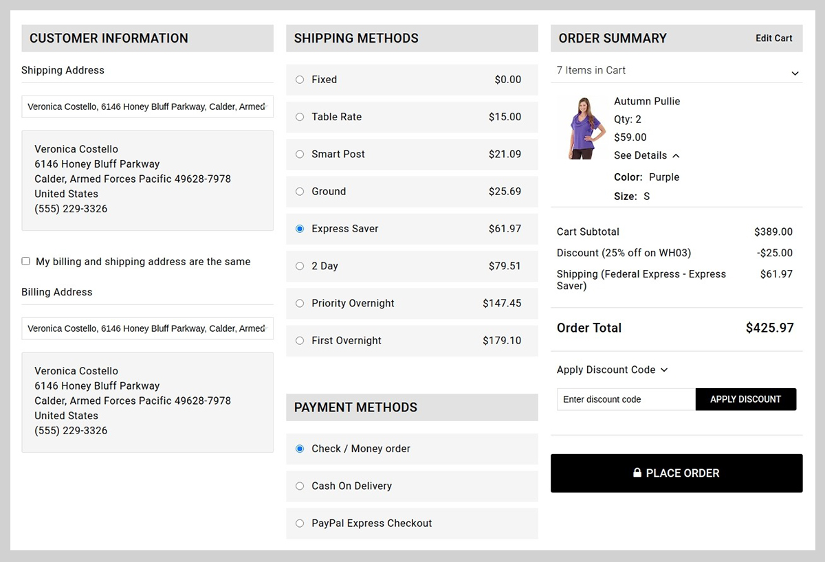 Single-Step Checkout