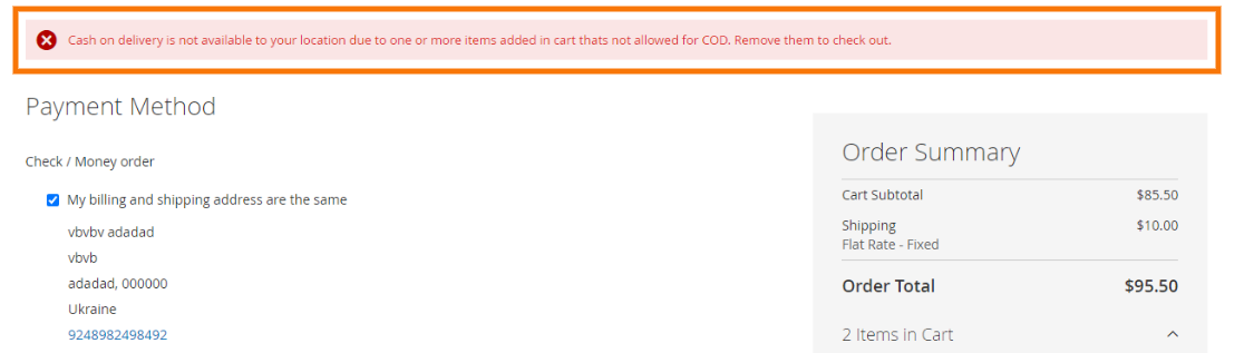 Display Message on Checkout Page