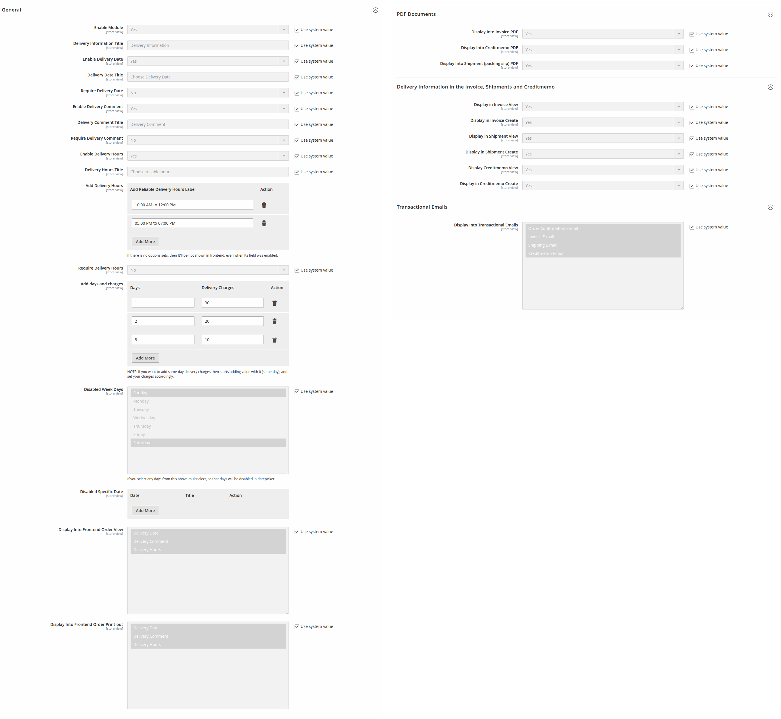 Facilitates admin to configure the extension
