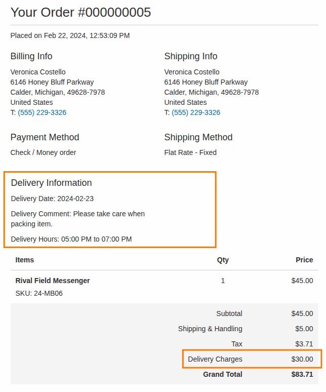 Display Delivery Information on Every Transaction Email