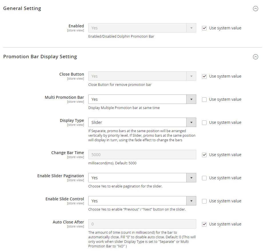 Facilitates admin to customize the extension