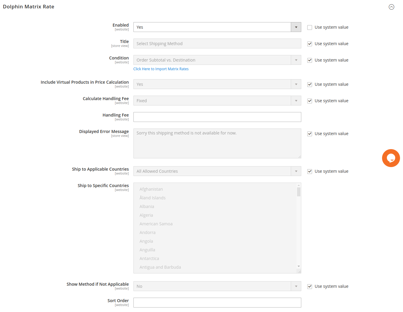 Configure shipping method
