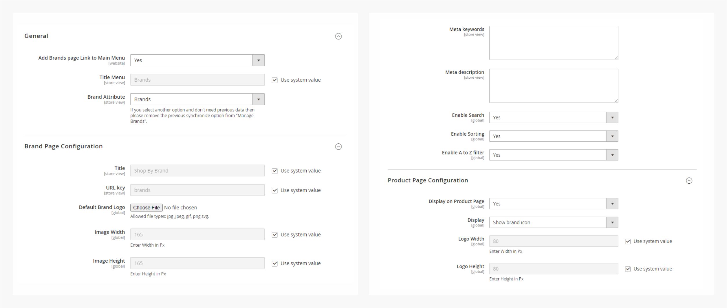 Facilitates admin to customize the extension