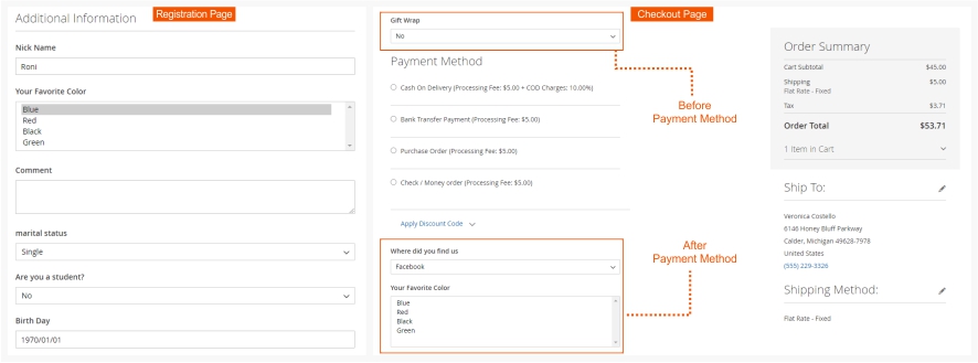 Customer Attributes / Address Attributes on Frontend 