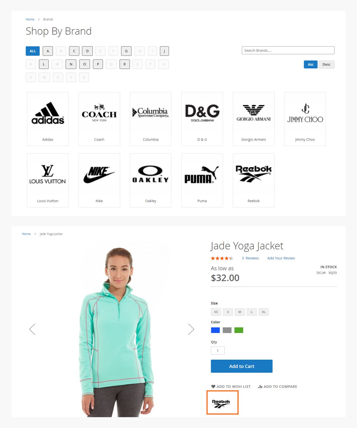 Display Brands on the frontend