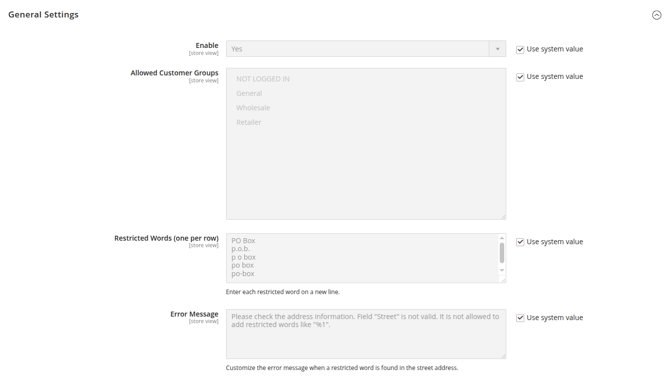 Facilitates the admin to configure the extension
