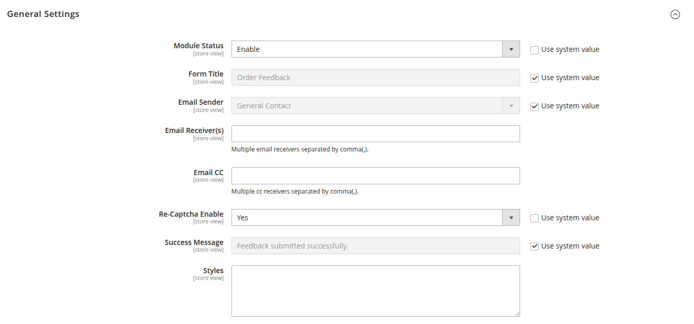 Facilitates admin to customize the extension