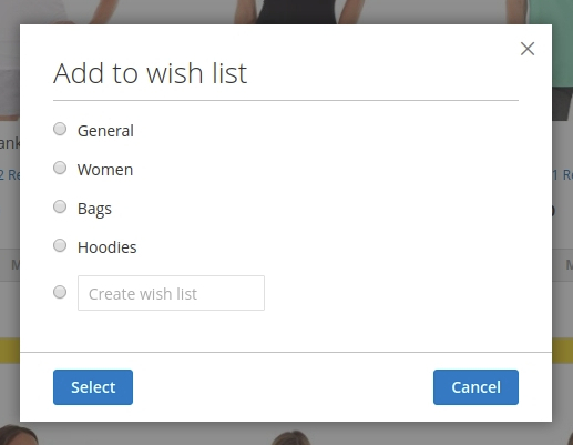 Add product to wishlist via convenient popup