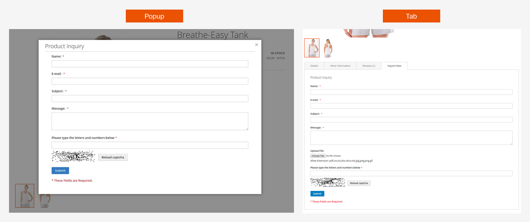 Display on Popup or Tab