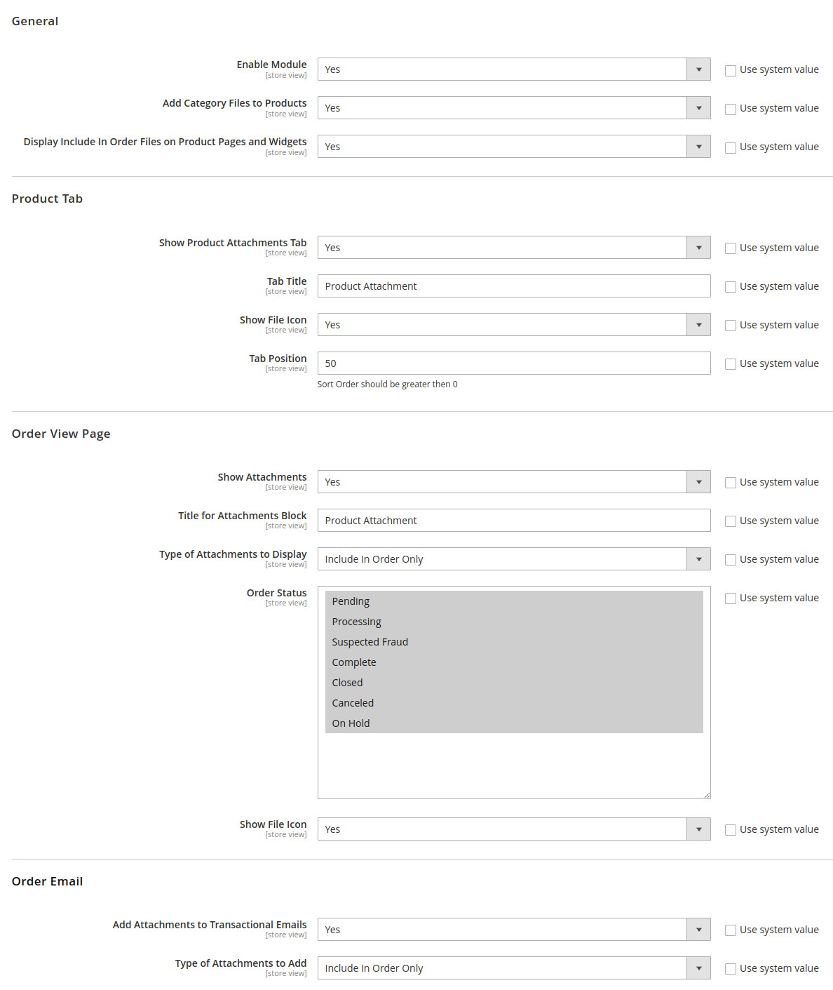 Facilitates admin to customize the extension