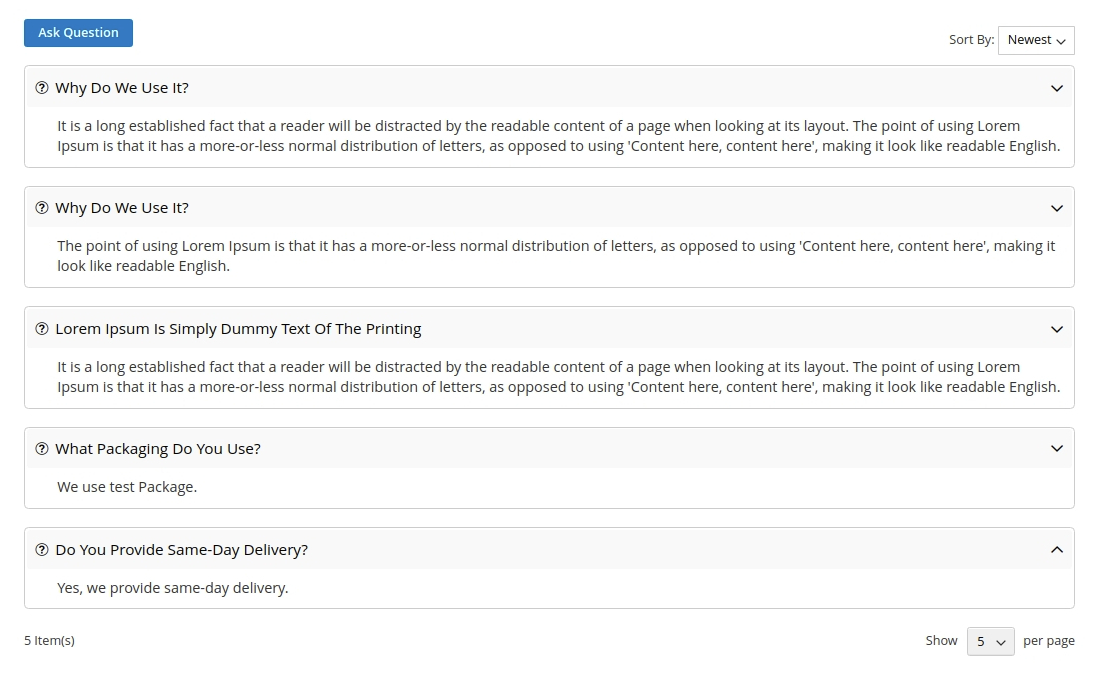 Easy access to product questions and answers on the product page