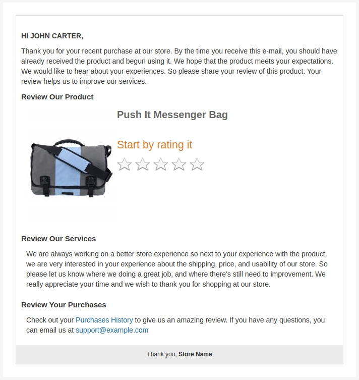 Auto-send review reminder emails