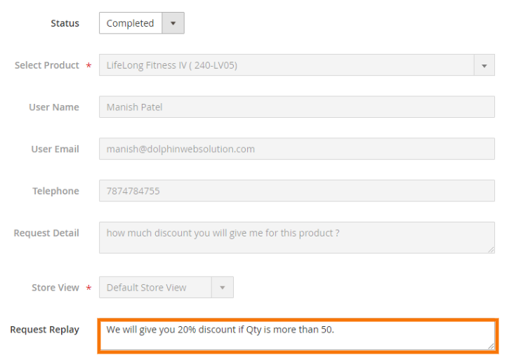 Reply Customer’s request