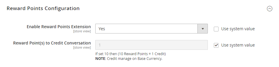 Allows admin to customize the reward points configuration