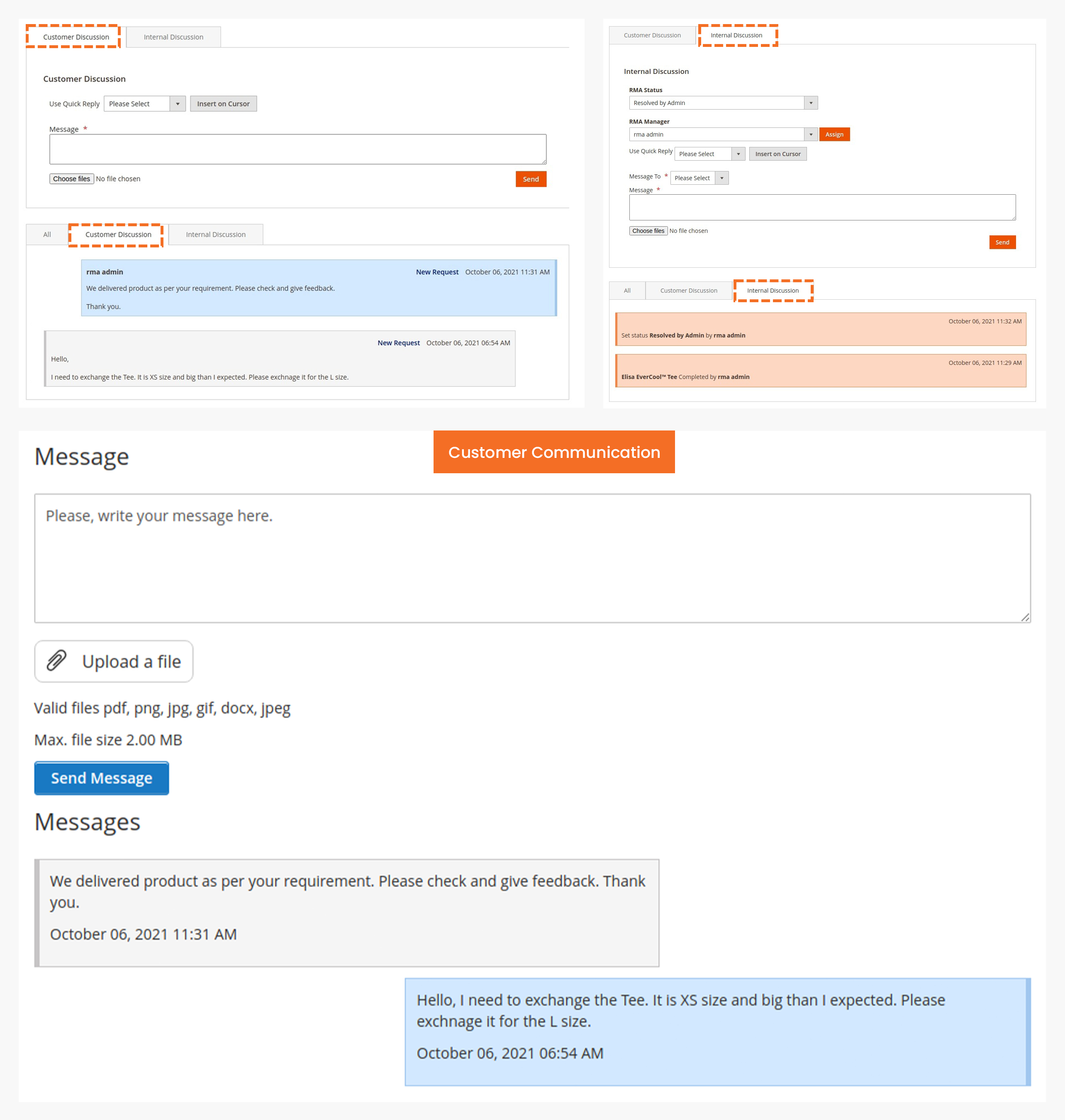 Customer and Admin Communication