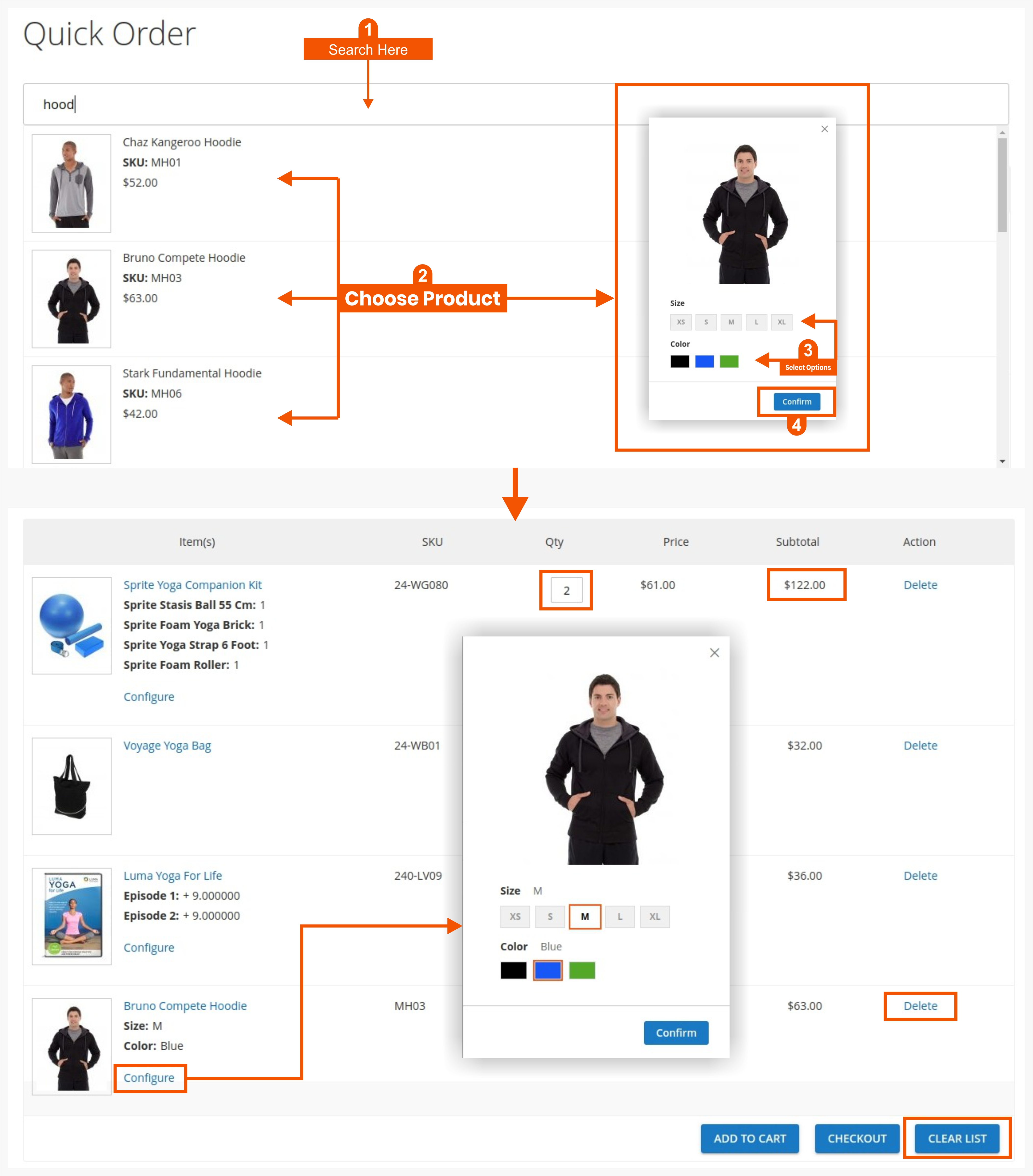 Search Products and add to list products