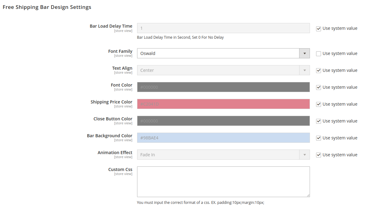 Customize shipping bar with flexible design