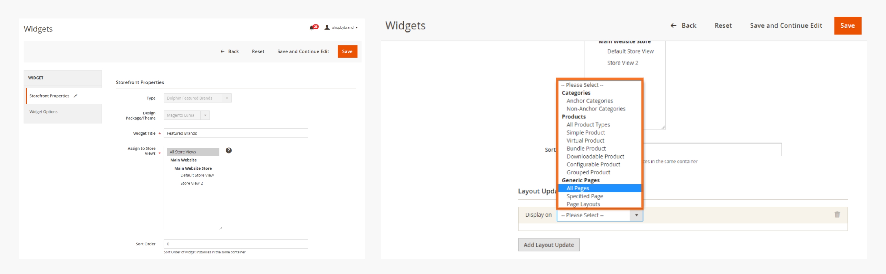 Support widget to add brands slider to any pages
