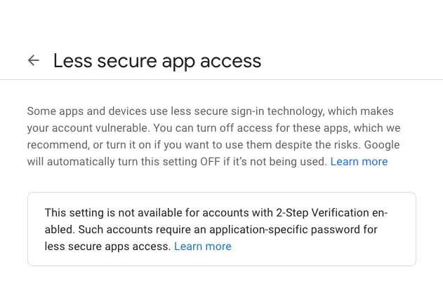 Less Secure Apps
