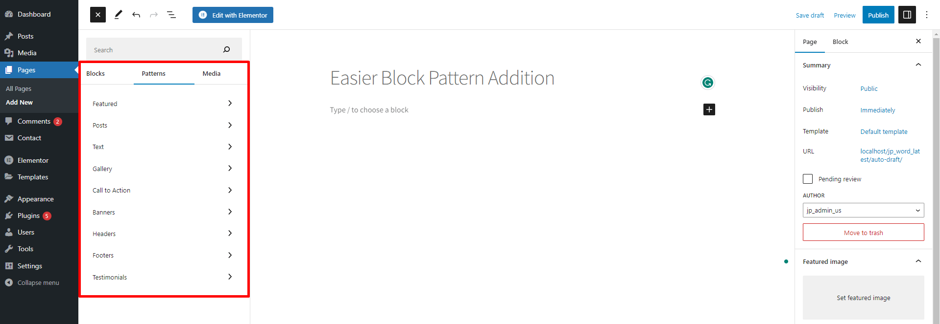 Easier Block Pattern Addition